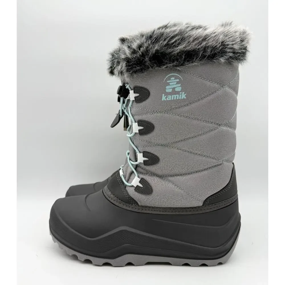 Kamik Kids SNOWANGEL Boots US 7 EU 39 Grey Blue Fleece Insulated Waterproof NIB